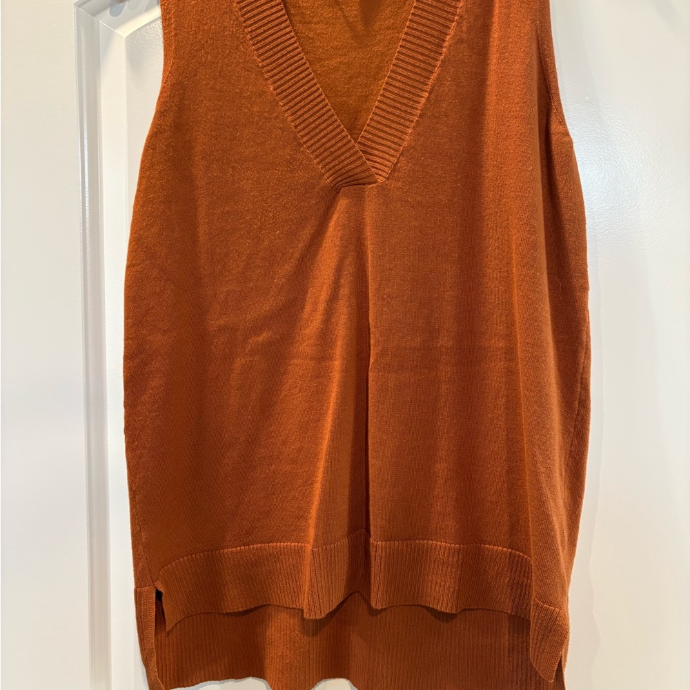 Rust Orange Sleeveless Knit Top